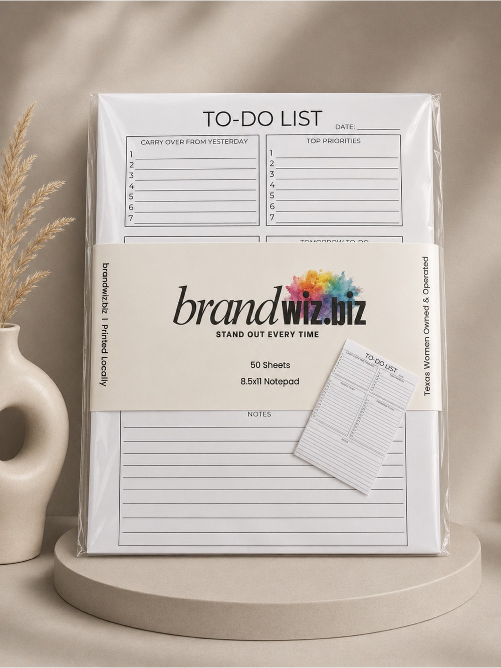 Daily To-Do List Notepad 8.5x11 | 50 Sheets | Planner Pad | Made in Texas